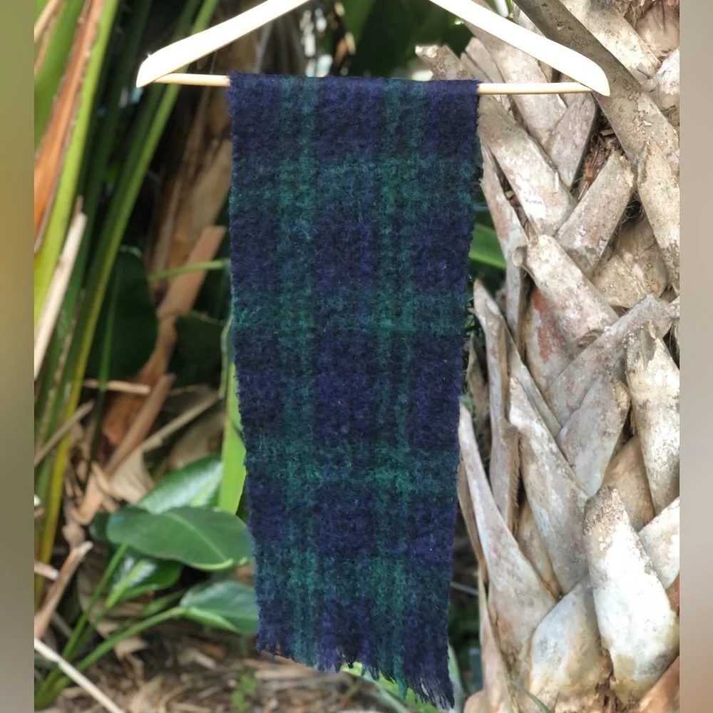 Vintage Black Watch Blackwatch Tartan Plaid Mohair Wool Scarf Highlands Scotland